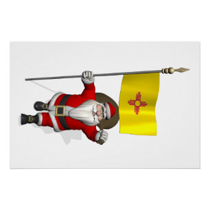 Santa Claus With Ensign Of New Mexico Poster