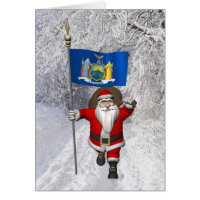 Santa Claus With Ensign Of New York US State