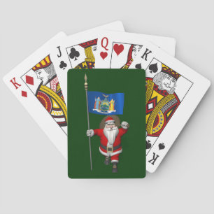 Santa Claus With Ensign Of New York US State Playing Cards