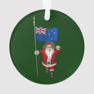 Santa Claus With Ensign Of New Zealand Ornament