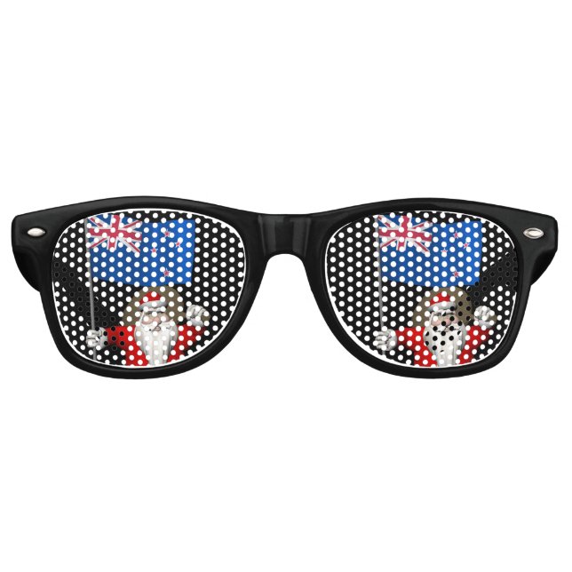 Santa Claus With Ensign Of New Zealand Retro Sunglasses (Front)