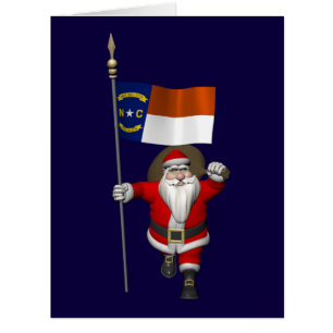 Santa Claus With Ensign Of North Carolina