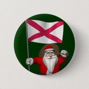 Santa Claus With Ensign Of Northern Ireland 2 Inch Round Button
