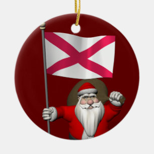 Santa Claus With Ensign Of Northern Ireland Ceramic Ornament
