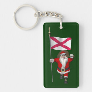 Santa Claus With Ensign Of Northern Ireland Keychain