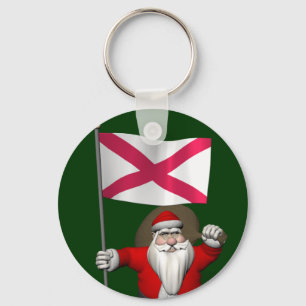 Santa Claus With Ensign Of Northern Ireland Keychain