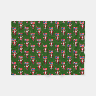 Santa Claus With Ensign Of Norway Fleece Blanket