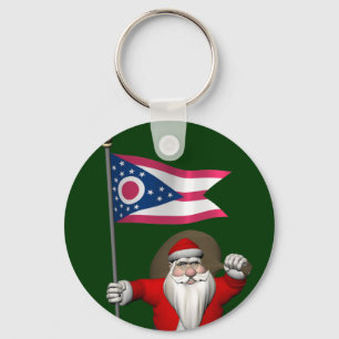 Santa Claus With Ensign Of Ohio Keychain