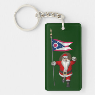 Santa Claus With Ensign Of Ohio Keychain