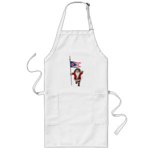 Santa Claus With Ensign Of Ohio Long Apron
