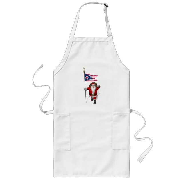 Santa Claus With Ensign Of Ohio Long Apron (Front)