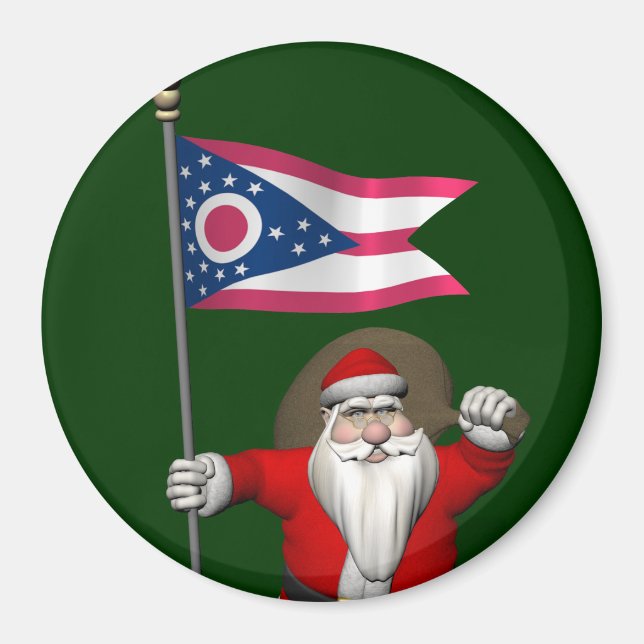 Santa Claus With Ensign Of Ohio Magnet (Front)