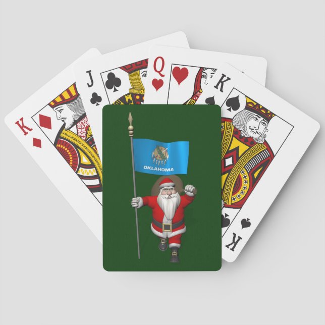 Santa Claus With Ensign Of Oklahoma Playing Cards (Back)