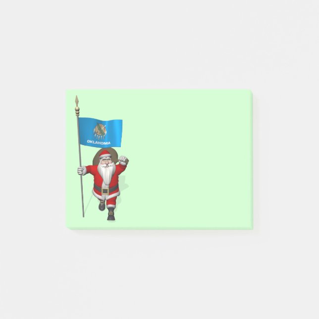 Santa Claus With Ensign Of Oklahoma Post-it Notes (Front)