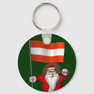 Santa Claus With Ensign Of Österreich Keychain