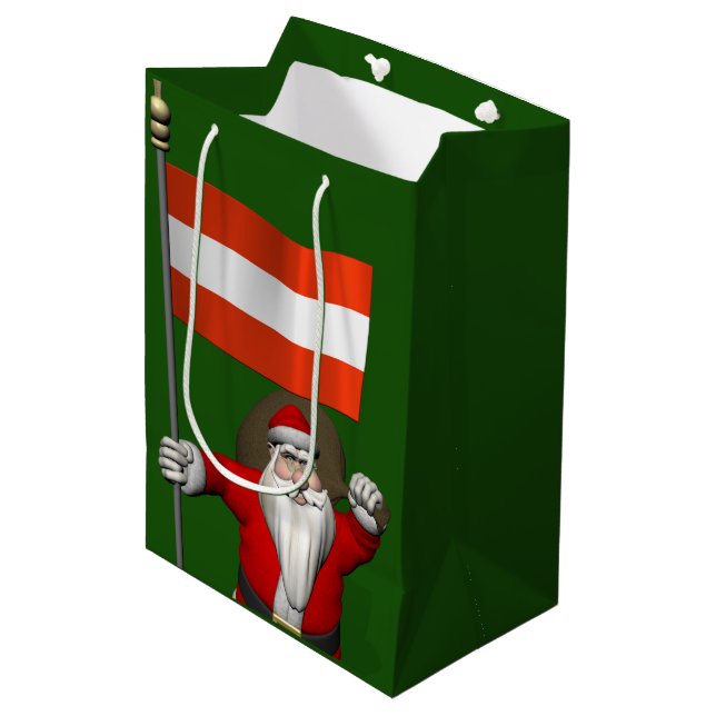 Santa Claus With Ensign Of Österreich Medium Gift Bag (Front Angled)