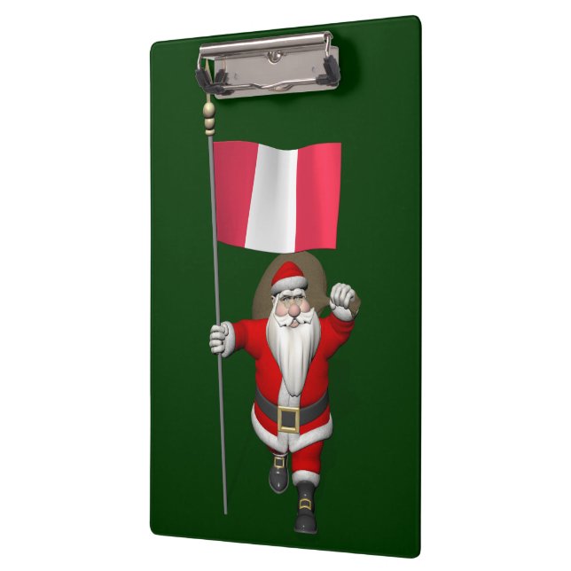 Santa Claus With Ensign Of Peru Clipboard (Left)