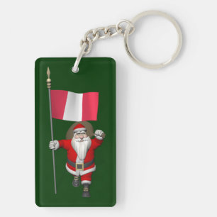 Santa Claus With Ensign Of Peru Keychain