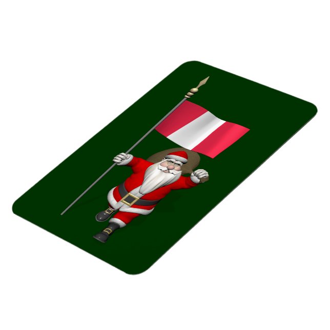 Santa Claus With Ensign Of Peru Magnet (Left Side)