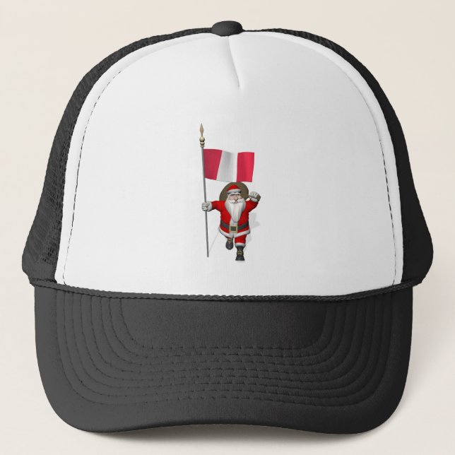 Santa Claus With Ensign Of Peru Trucker Hat (Front)