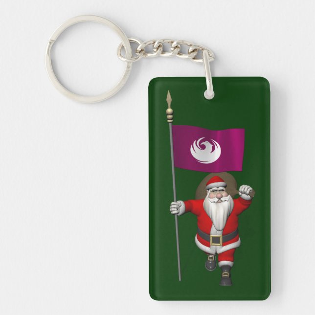 Santa Claus With Ensign Of Phoenix Keychain (Front)