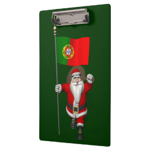 Santa Claus With Ensign Of Portugal Clipboard