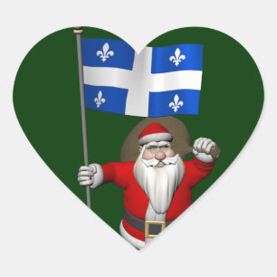 Santa Claus With Ensign Of Québec CDN Heart Sticker