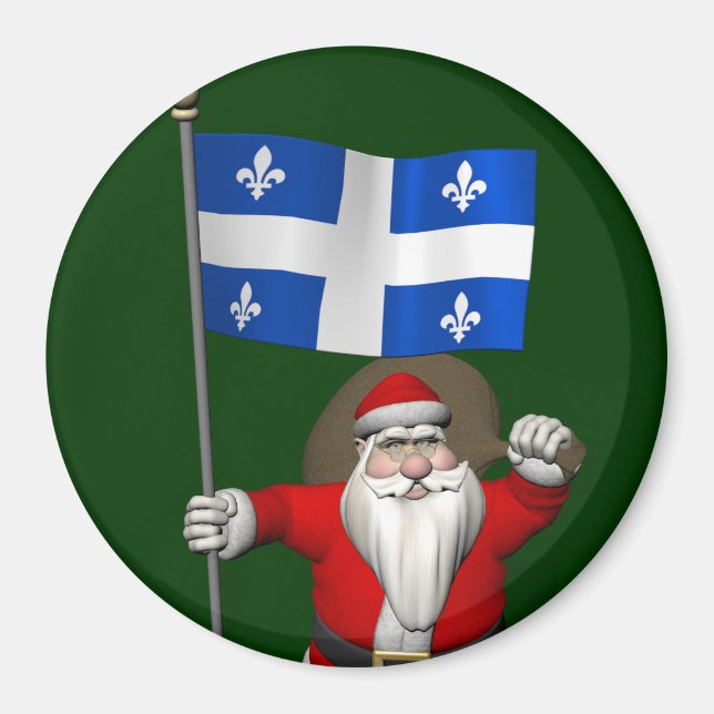 Santa Claus With Ensign Of Québec CDN Magnet (Front)
