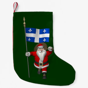 Santa Claus With Ensign Of Québec CDN Small Christmas Stocking