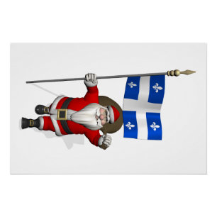 Santa Claus With Ensign Of Québec Poster