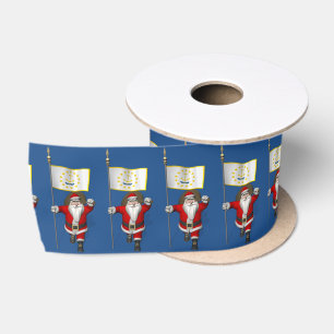 Santa Claus With Ensign Of Rhode Island Satin Ribbon