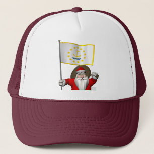 Santa Claus With Ensign Of Rhode Island Trucker Hat