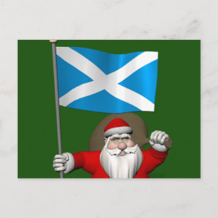 Santa Claus With Ensign Of Scotland Holiday Postcard