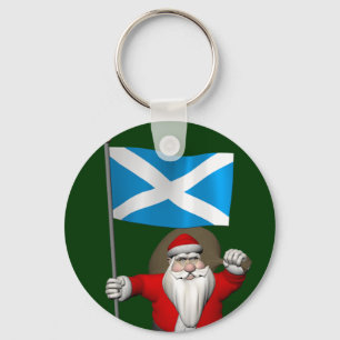 Santa Claus With Ensign Of Scotland Keychain