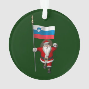 Santa Claus With Ensign Of Slovenia Ornament