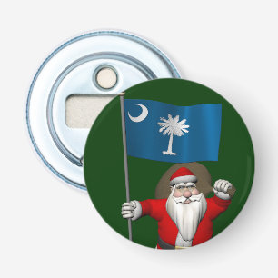Santa Claus With Ensign Of South Carolina Bottle Opener