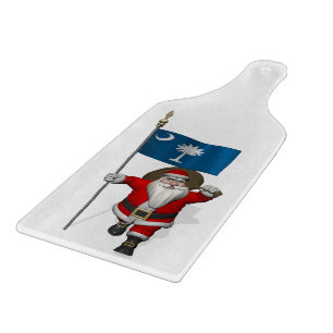 Santa Claus With Ensign Of South Carolina Cutting Board