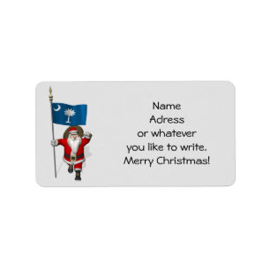 Santa Claus With Ensign Of South Carolina Label