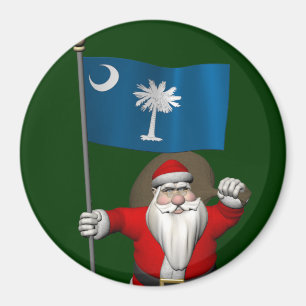 Santa Claus With Ensign Of South Carolina Magnet