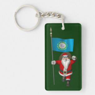 Santa Claus With Ensign Of South Dakota Keychain