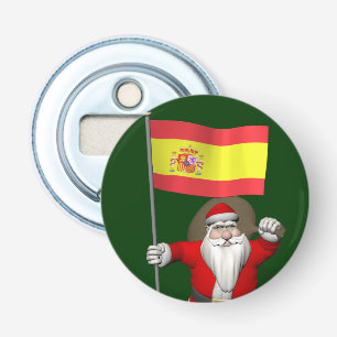 Santa Claus With Ensign Of Spain Bottle Opener