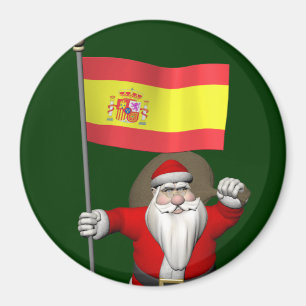 Santa Claus With Ensign Of Spain Magnet