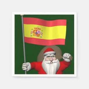 Santa Claus With Ensign Of Spain Napkin