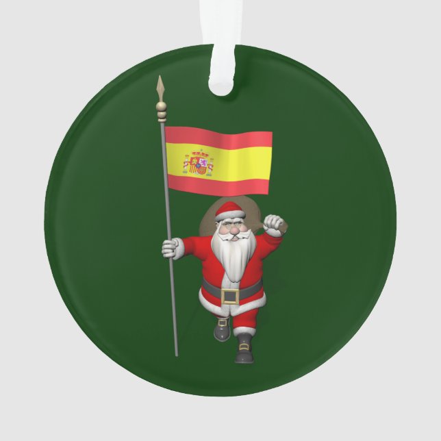 Santa Claus With Ensign Of Spain Ornament (Back)