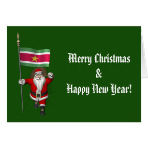 Santa Claus With Ensign Of Suriname