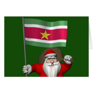 Santa Claus With Ensign Of Suriname