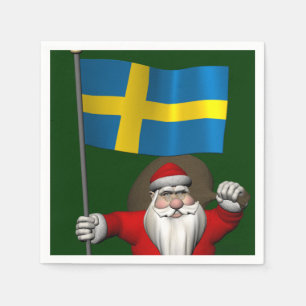 Santa Claus With Ensign Of Sweden Napkin