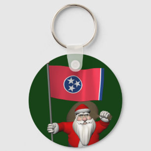 Santa Claus With Ensign Of Tennessee Keychain