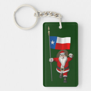 Santa Claus With Ensign Of Texas Keychain