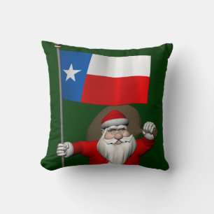 Santa Claus With Ensign Of Texas Throw Pillow